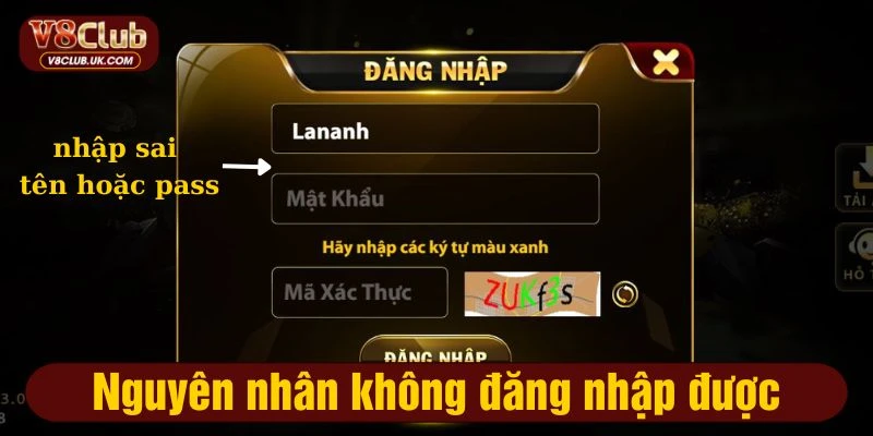 Những lý do không đăng nhập được vào V8CLUB